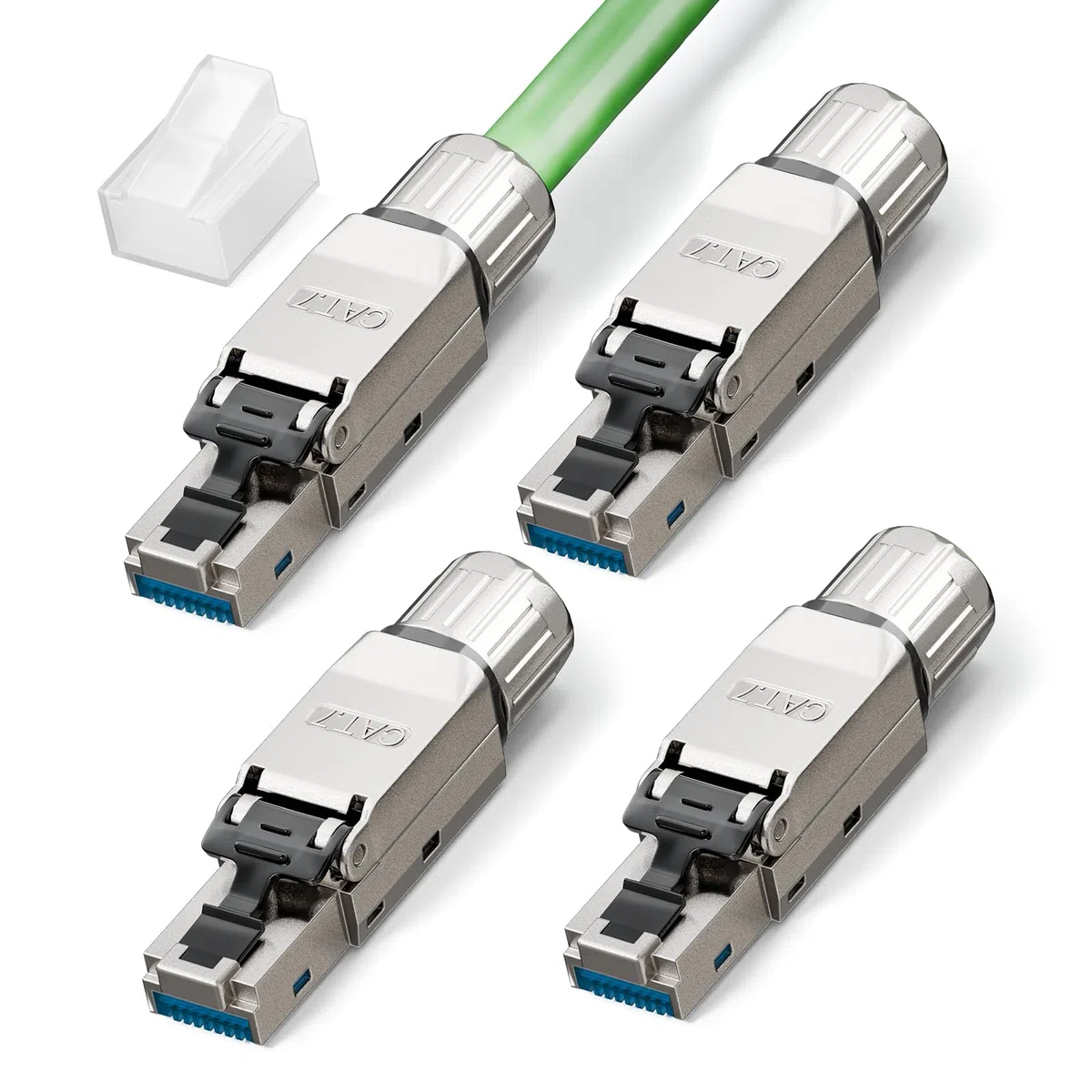 Blindé Connecteur RJ45 Sans Outil Cat7, 10 Gbit/S 600 Mhz, Enrobé D'or Fiche RJ45 Sans Outils Pour Câble de Pose Cat 7 Cat6A Cat6, STP Prise Lan, prend en charge PoE, RéUtilisable, Lot de 4