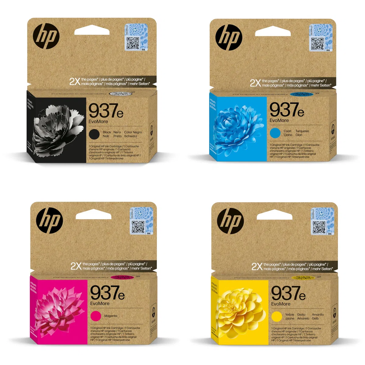 HP 937e (XL) Lot de 4 Cartouches d'encre compatibles avec OfficeJet Pro 9122e 9135e 9125e 9132e 9730e 9120e 9720e 9120b 9117b 9110b 9130b