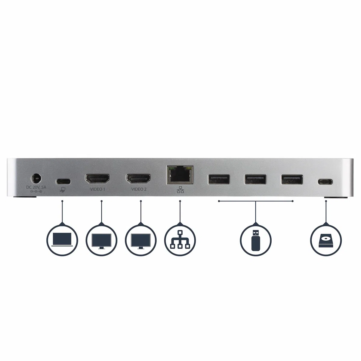 StarTech.com Station d'accueil USB-C double affichage pour PC portable Windows - MST et Power Delivery 60W - Adaptateurs HDMI vers DVI (MST30C2HHPDU)