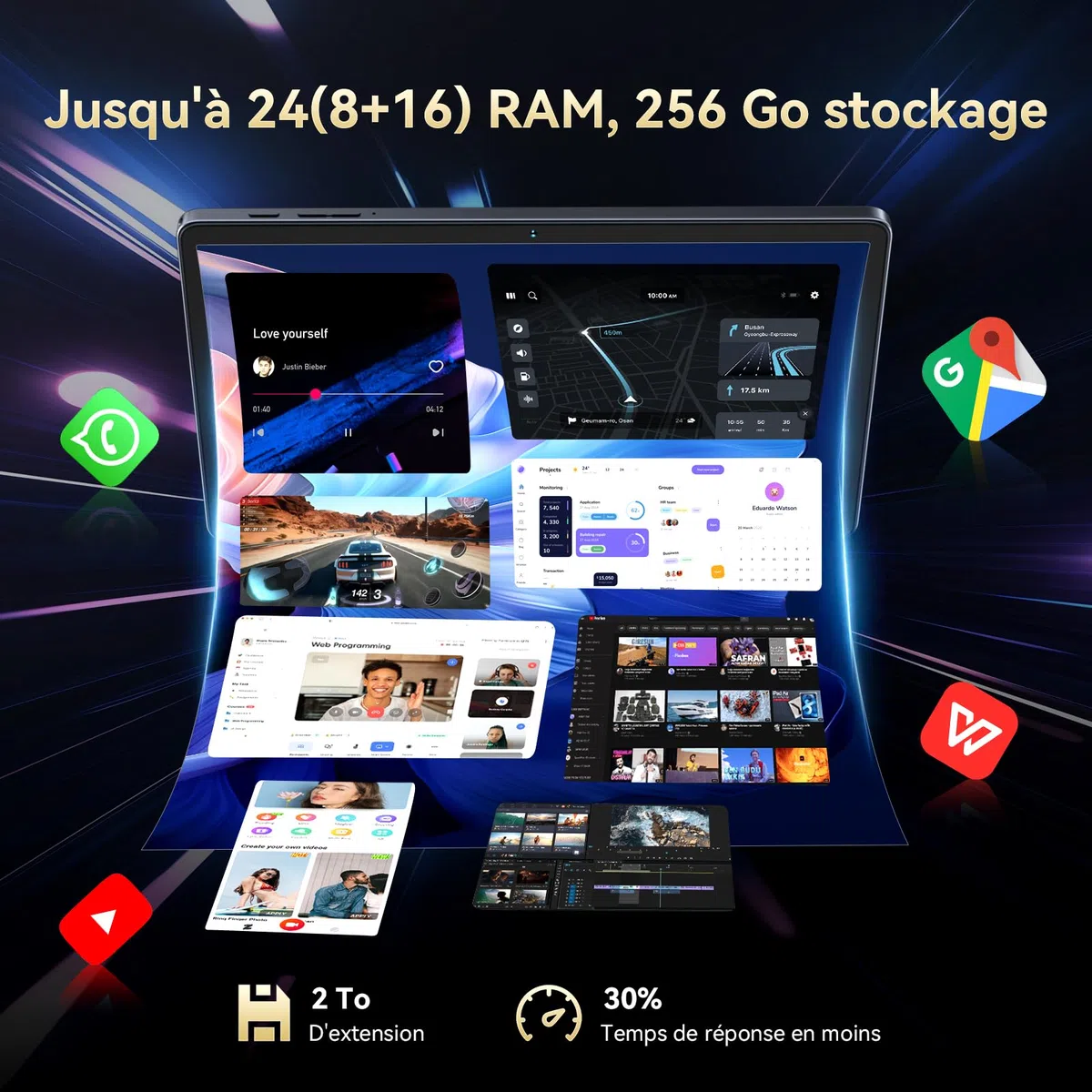 BESTTAB Android 16 Tablette avec Carte SIM 11" FHD, 24Go RAM+256Go ROM,