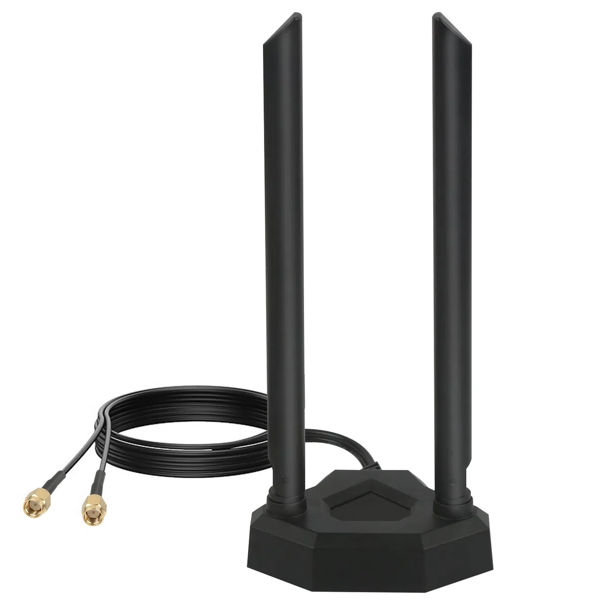 WiFi Antenne Double Bande 8 dBi 2,4 GHz 5 GHz 5,8 GHz Adaptateur RP-SMA avec Base magnétique Compatible avec Carte de caméra de Surveillance Wi-FI PCI sans Fil Routeur Bluetooth TP-Link Dlink