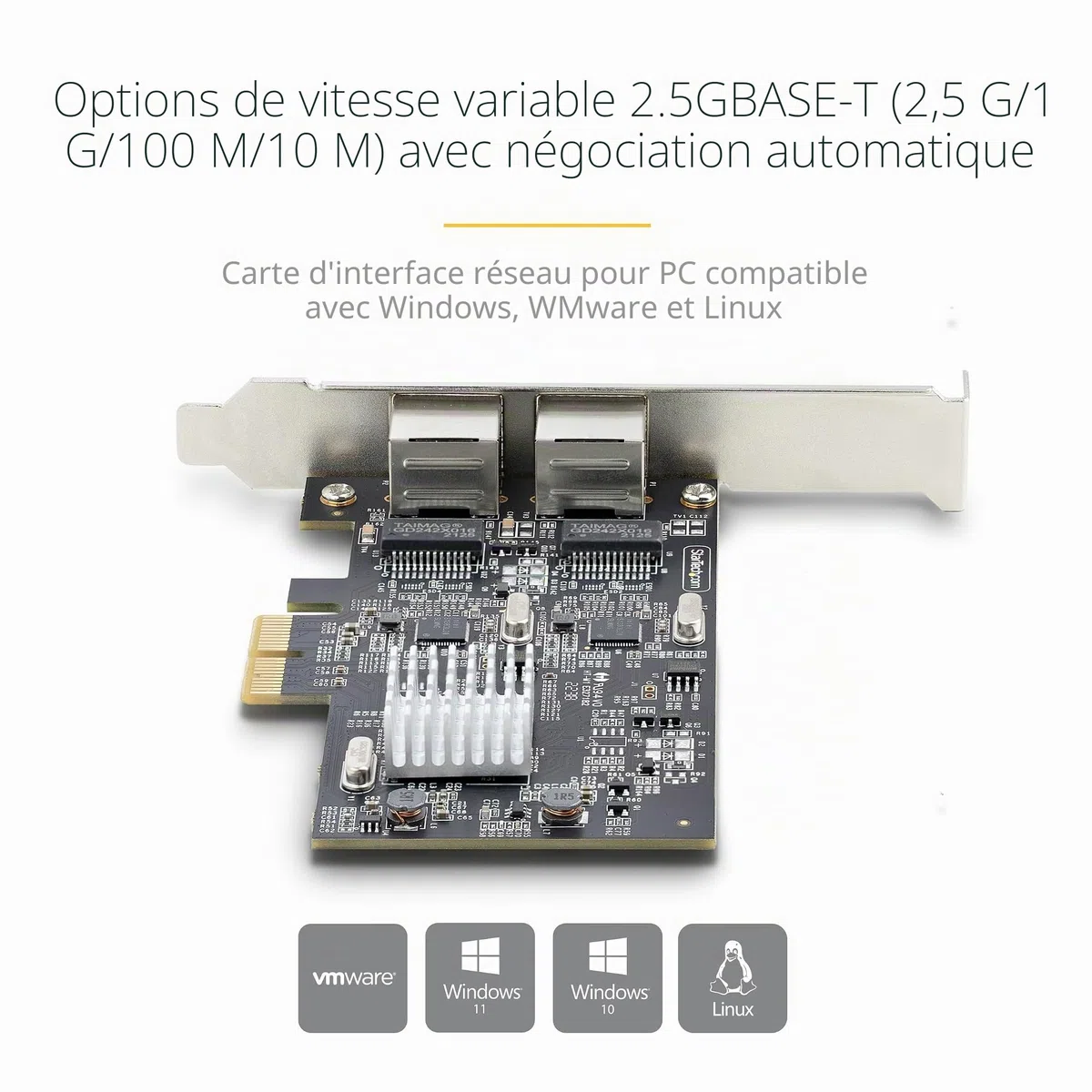 StarTech Carte Réseau PCIe 2 Ports 2,5 Gbps NBASE-T (PR22GI-NETWORK-CARD)