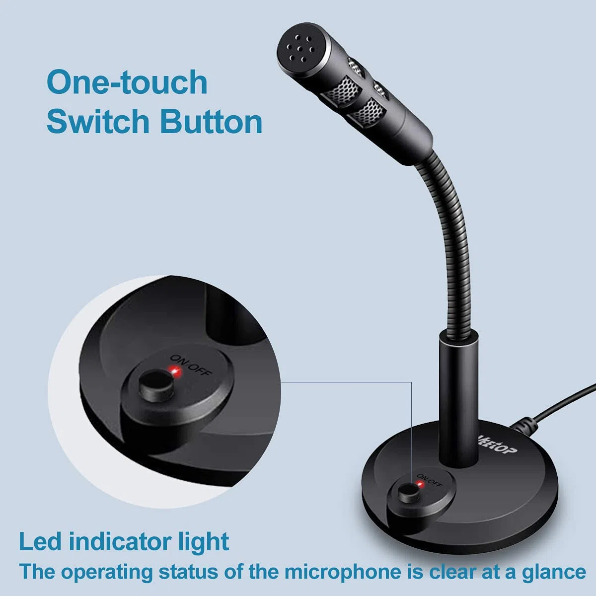 Veetop Micro PC USB pour Ordinateur, Micro Gaming - Microphone pour Vidéoconférence, Enregistrement Vocal, Podcasting, Skype, Youtube, Jeux, Streaming