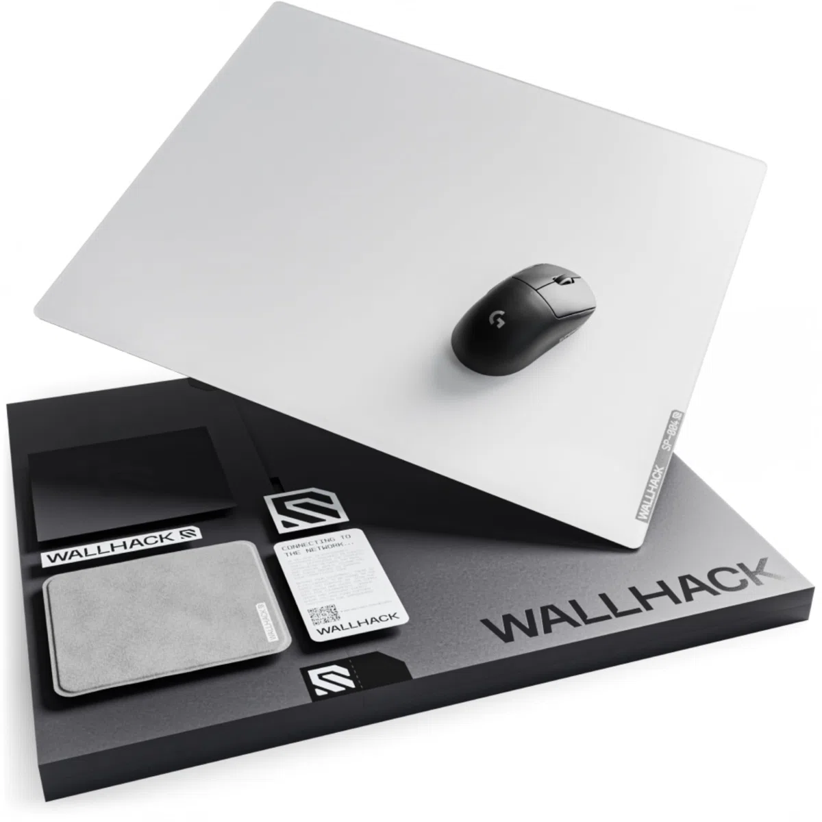 Wallhack 4.0 Tapis de Souris Gaming en Verre - Tapis de Souris Pro-Esport avec Surface Spécialisée pour la Vitesse et Le Contrôle avec Base en Silicone Intégrale - (SkyPAD Blanc, XL 43 cm x 49 cm)
