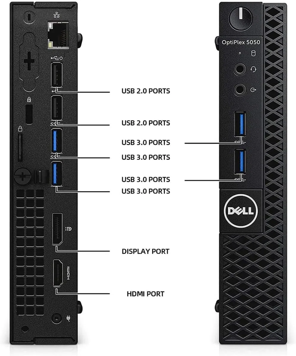 Dell Optiplex 5050 Mini ordinateur PC avec écran 24" Intel Core i5-6500, 8 Go de RAM, 256 Go SSD, clavier américain QWERTY, WiFi, Bluetooth, Windows 11 Pro (renouvelé)