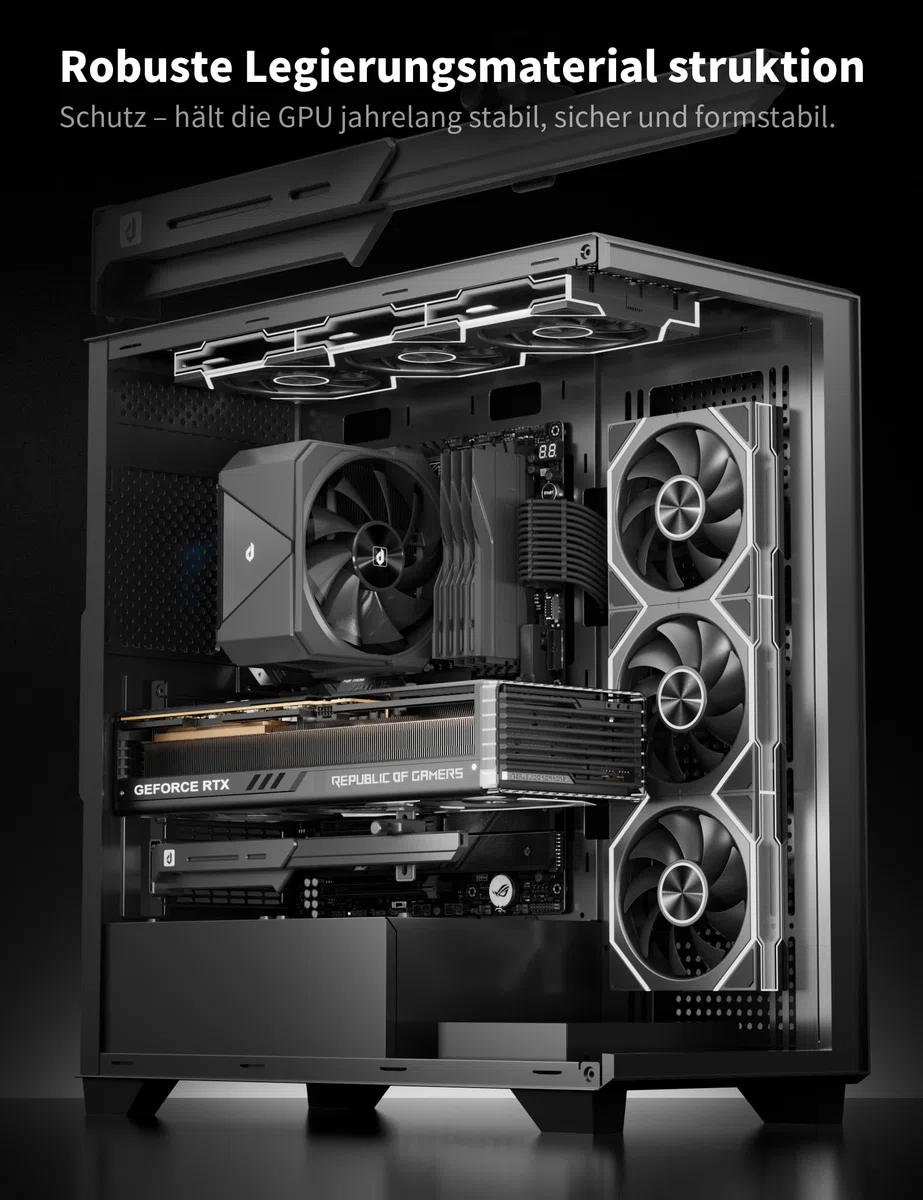 upHere Support GPU sans éclairage, support GPU en alliage de zinc, hauteur réglable, empêche la déclaration GPU, compatible avec RTX 40/50 & RX 7000/900 séries CMGL7K