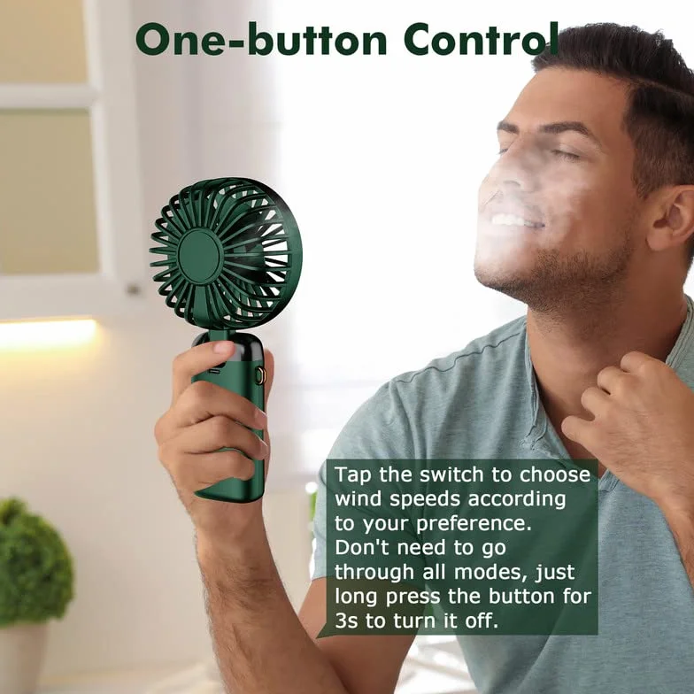 Mini ventilateur portable rechargeable par USB, 5 vitesses avec cordon et base, batterie intégrée de 4200 mAh, pliable pour bureau, extérieur, maison, école