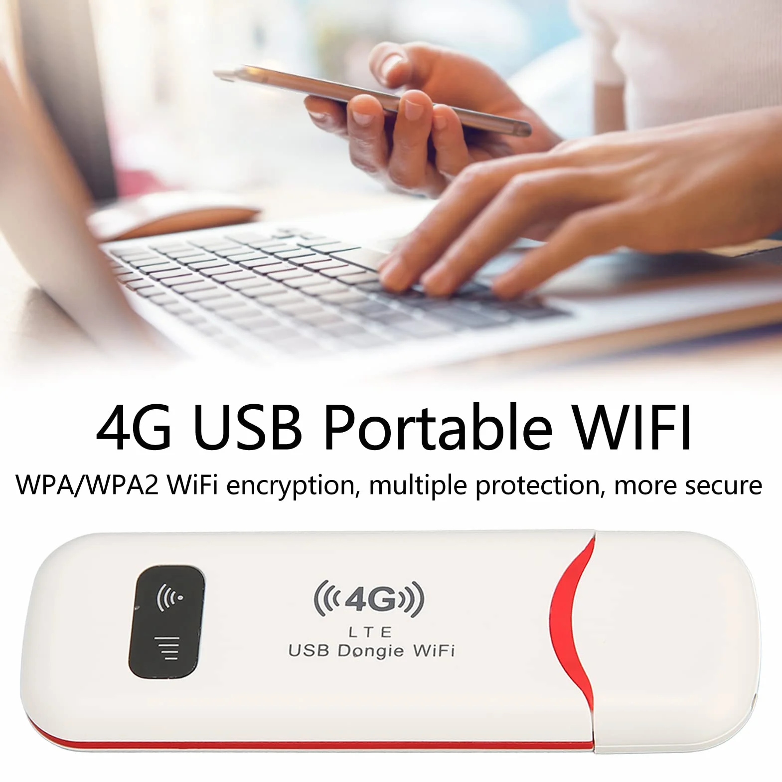 Ejoyous 4G USB Dongle, Routeur WiFi Mobile Portable Hotspot avec Fente pour Carte SIM Débloqué pour Tout Réseau, pour Voyages Camping Locations de Vacances Prise en Charge Double Bande