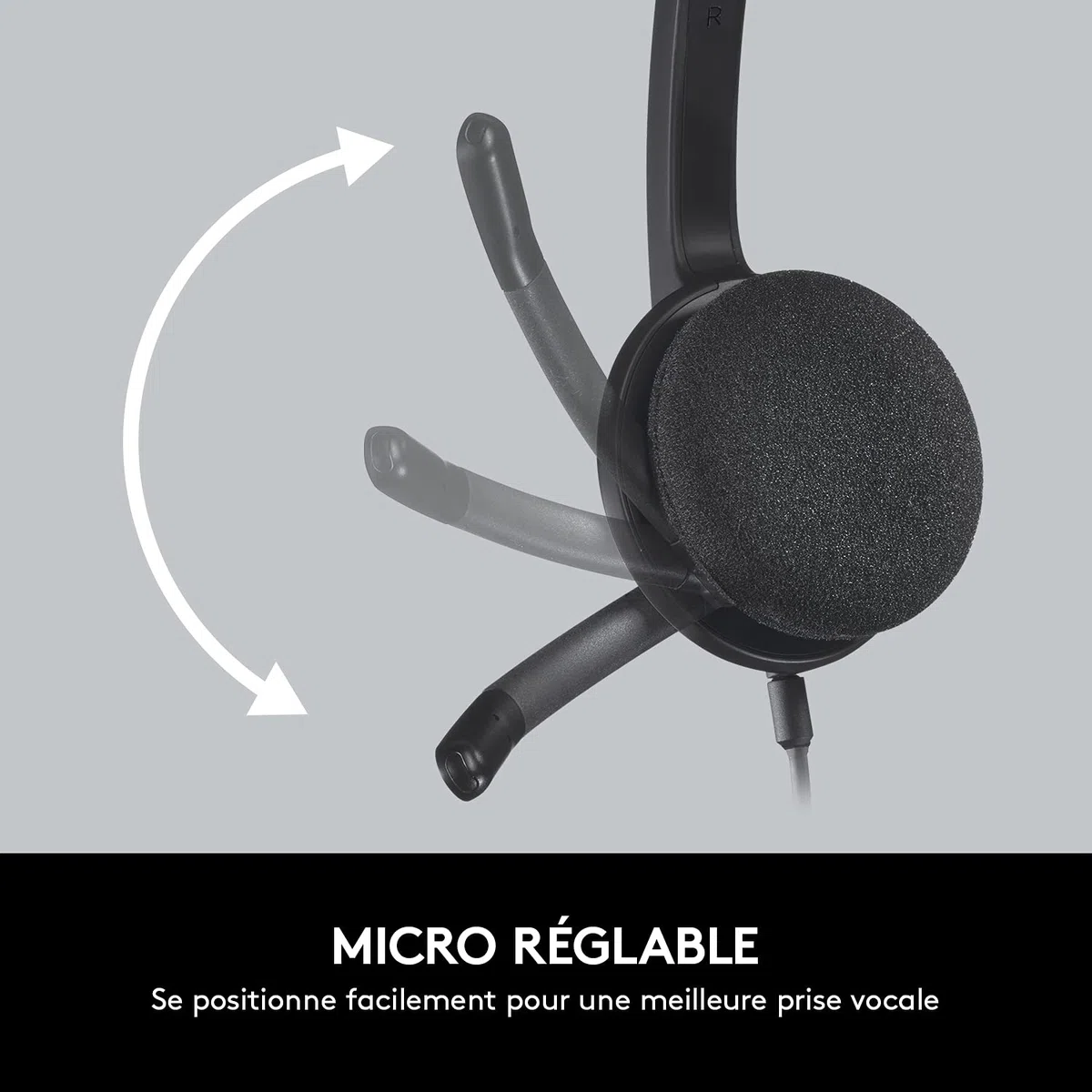 Logitech H340 Casque Micro Filaire, Ecouteurs Stéréo avec Micro Rotatif Anti-Parasites, USB, PC/Mac/Portable/Chromebook - Noir