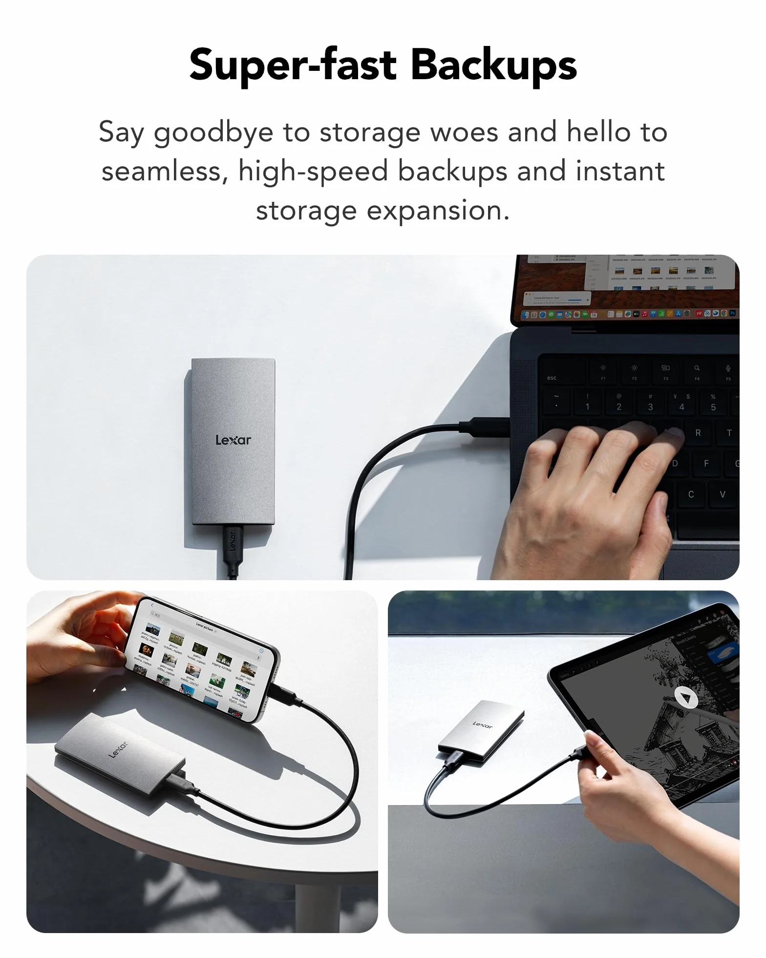 Lexar ES3 SSD Externe 1To, Portable SSD, PSSD jusqu'à 1 050Mo/s en Lecture