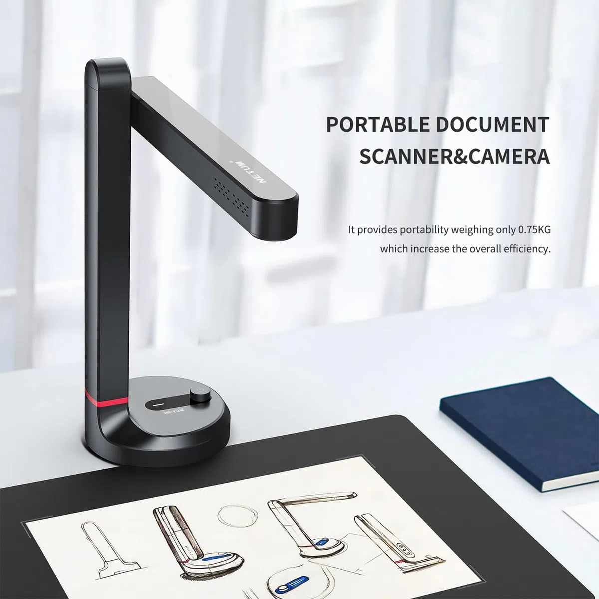 Caméra À Documents pour Livres, Scanner Portable avec Fonction OCR