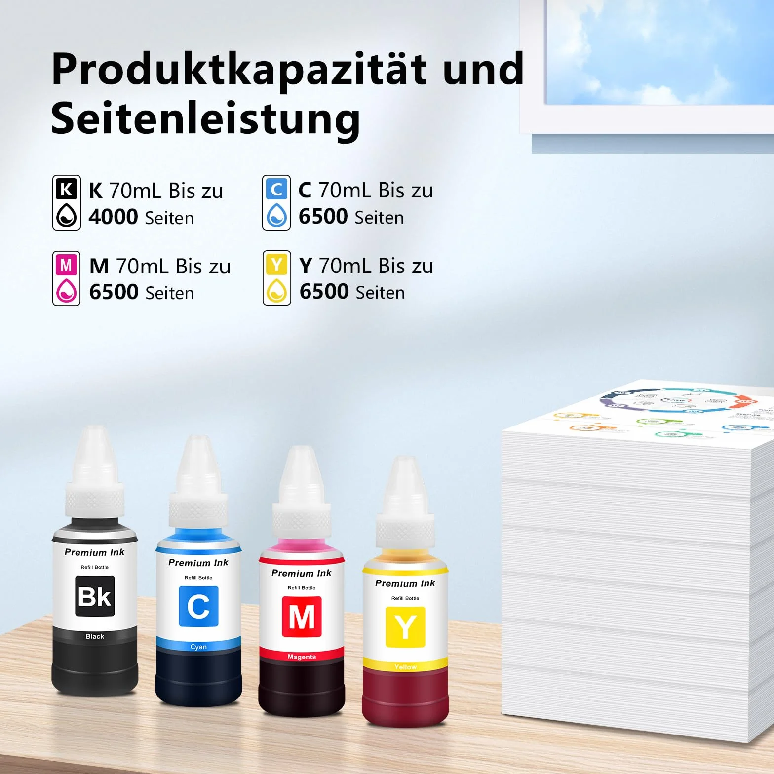 Compatible avec EPT664 Cartouche Encre pour EPT664 EPT6641 Bouteille d' Encre Couleurs 70mL Recharge pour Imprimante ET-2650 ET-2600 ET 2650 ET 2600 ET-2500 ET-2550 ET-3600 ET-4500 ET-4550 L355 L555