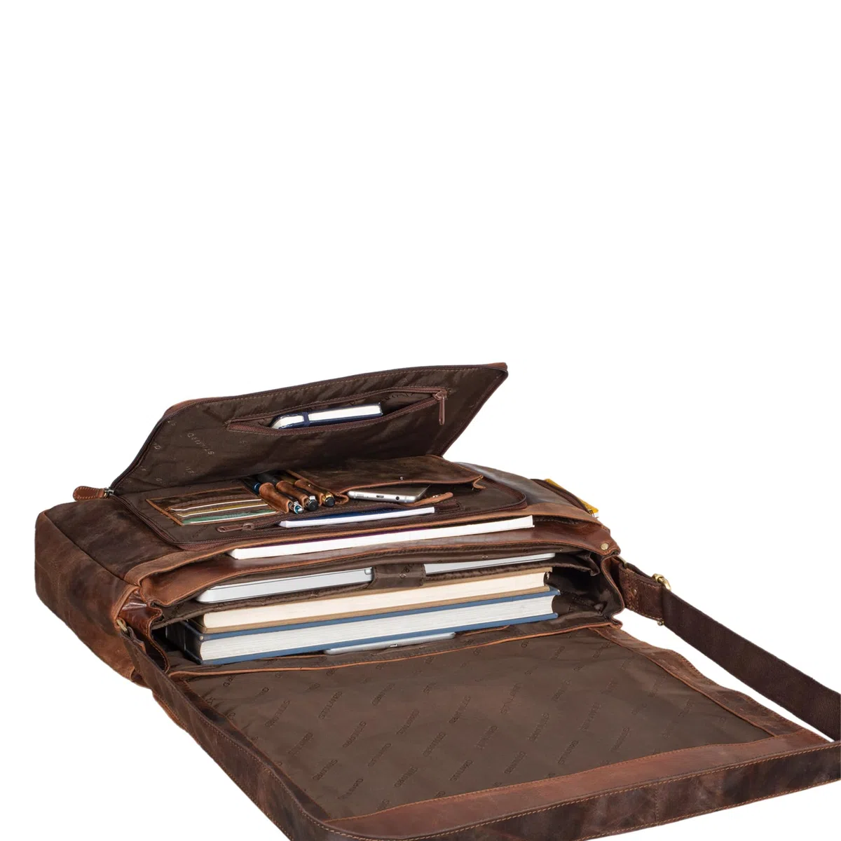 STILORD Maximus Sac XXL en Cuir - Grand Sacoche pour Ordinateurs 17, 18, 19 et 21 Pouces - Porte-Documents, Cartable et Sac Bandoulière en Cuir Véritable Couleur:Marron - foncé pâle