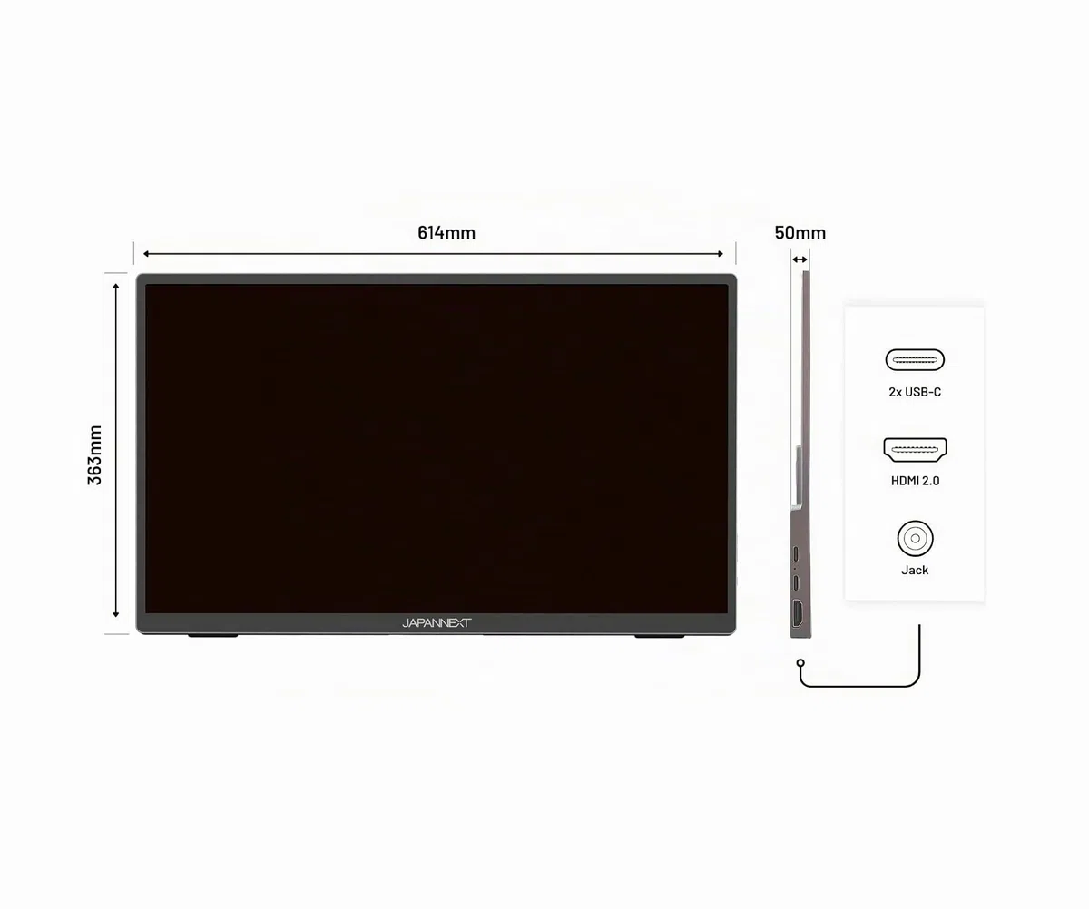 JAPANNEXT Ecran Portable Tactile 15.6" IPS Full HD (1920x1080) | HDR | Haut-parleurs intégrés HDMI(x1) USB-C(x2) Prise Jack(x1) | G-Sync/FreeSync | Garantie 2 Ans | JN-MD-i156FHDR-T