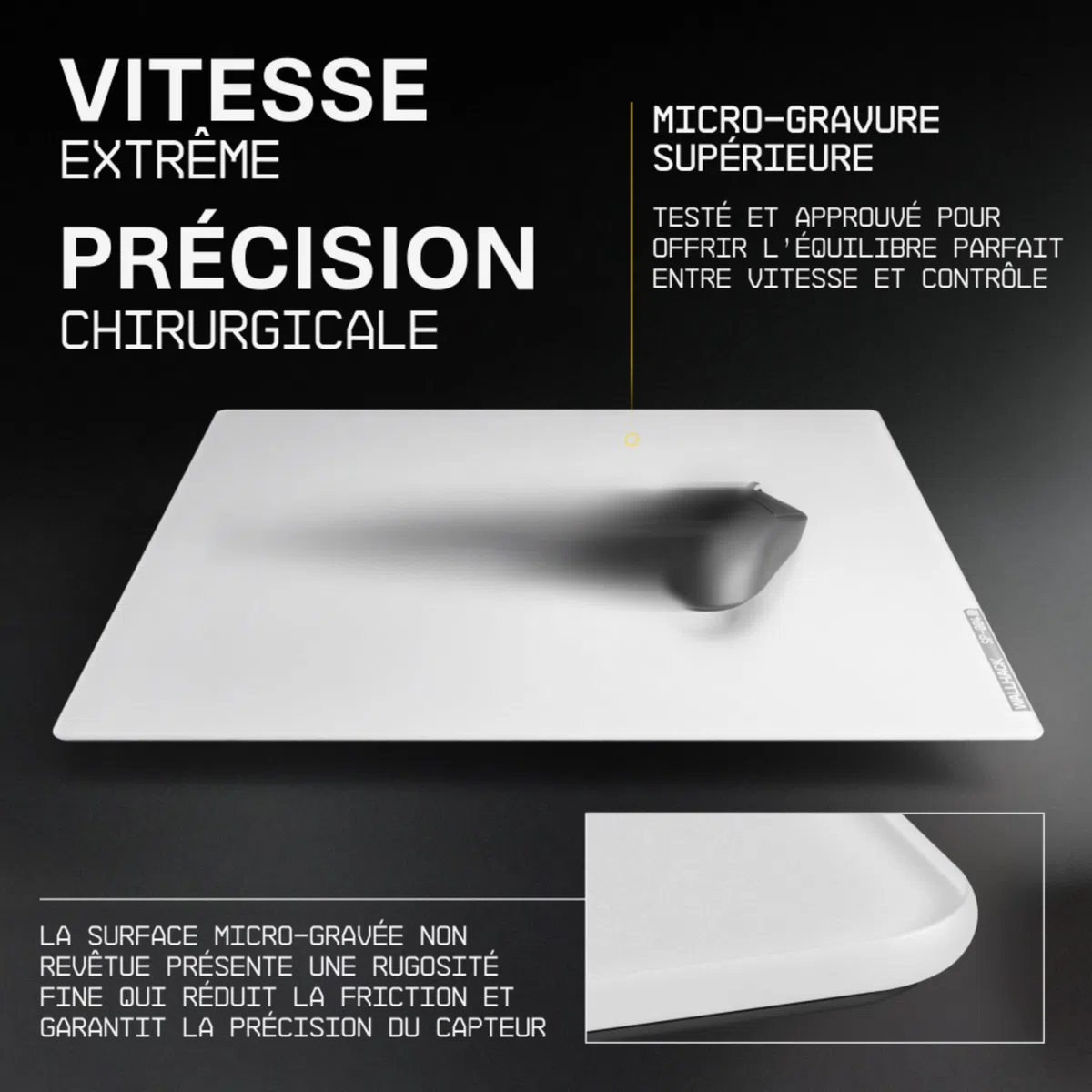 Wallhack 4.0 Tapis de Souris Gaming en Verre - Tapis de Souris Pro-Esport avec Surface Spécialisée pour la Vitesse et Le Contrôle avec Base en Silicone Intégrale - (SkyPAD Blanc, XL 43 cm x 49 cm)