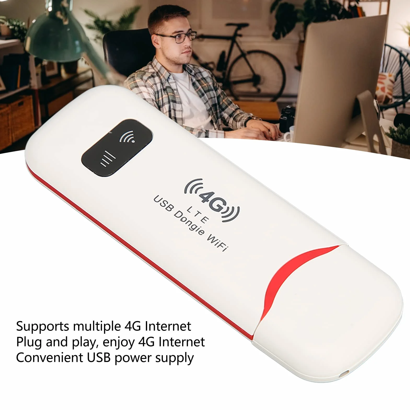 Ejoyous 4G USB Dongle, Routeur WiFi Mobile Portable Hotspot avec Fente pour Carte SIM Débloqué pour Tout Réseau, pour Voyages Camping Locations de Vacances Prise en Charge Double Bande