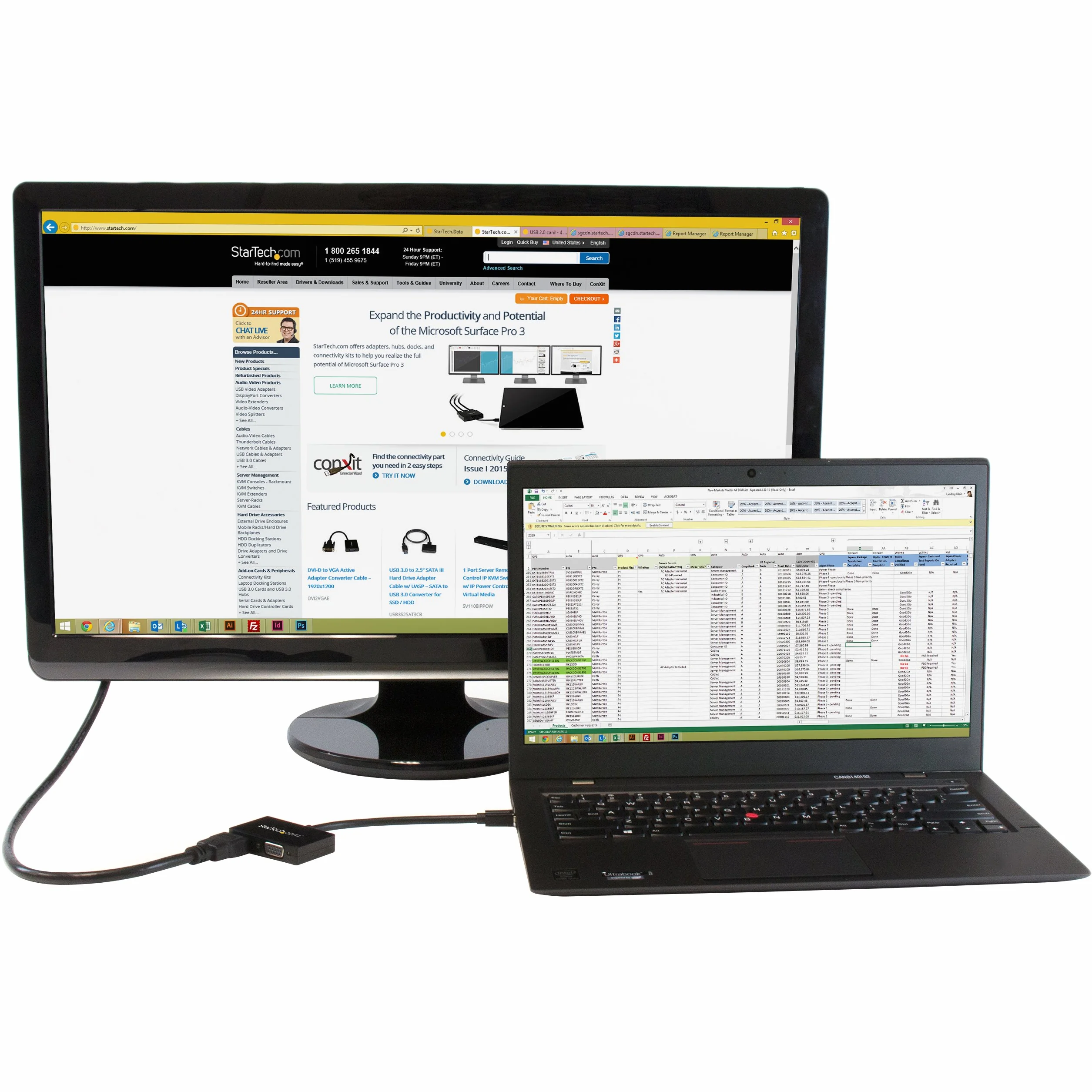 StarTech.com Adaptateur de Voyage Audio-Vidéo : Convertisseur 2 en 1 mDP vers HDMI et VGA - Dongle Hub Répartiteur Convertisseur Port Mini DP vers HDMI VGA (MDP2HDVGA)