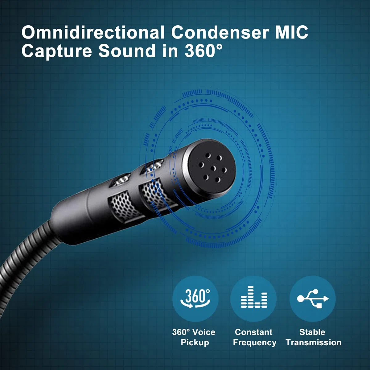 Veetop Micro PC USB pour Ordinateur, Micro Gaming - Microphone pour Vidéoconférence, Enregistrement Vocal, Podcasting, Skype, Youtube, Jeux, Streaming