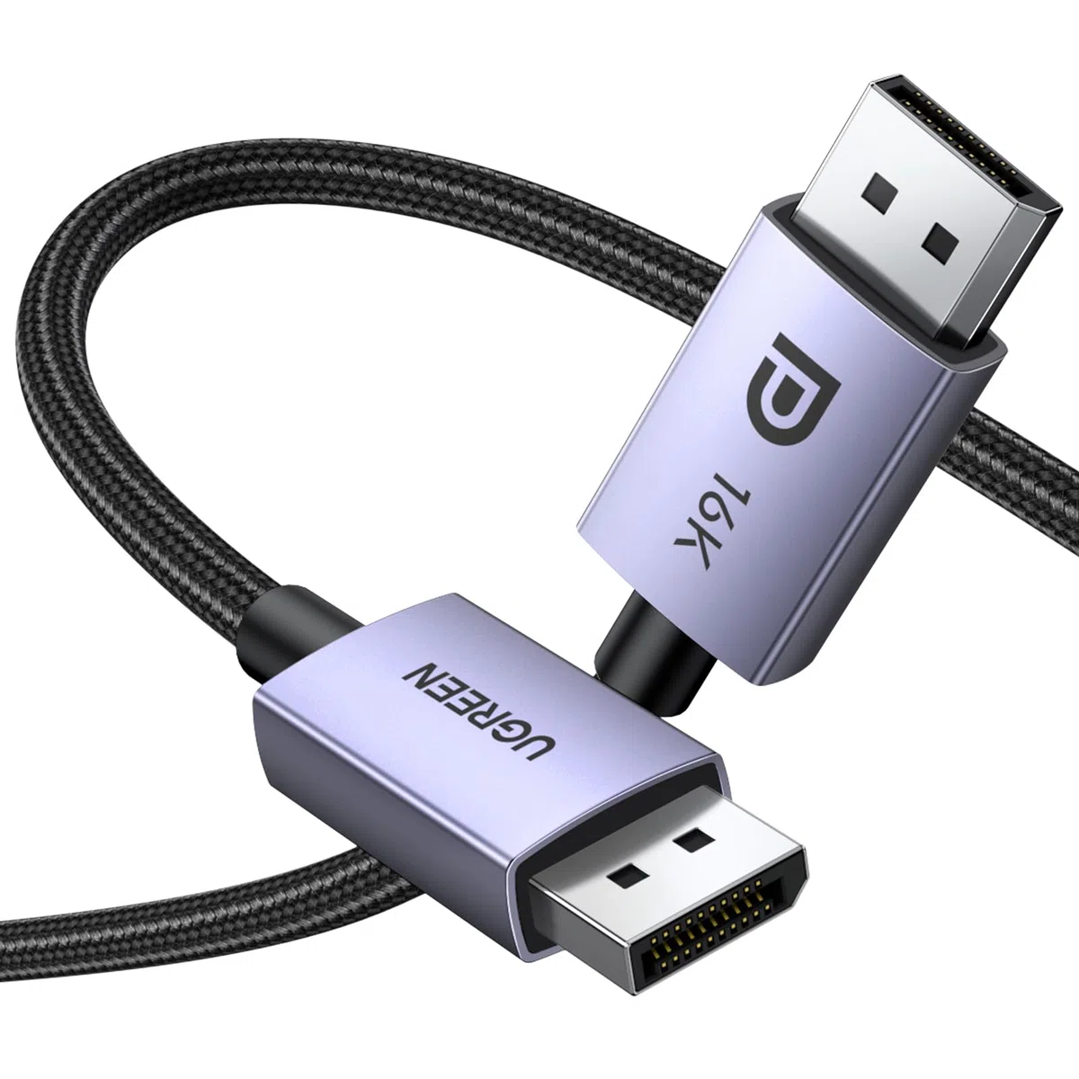 UGREEN Câble DisplayPort 2.1 Certifié VESA Câble DP vers DP 2.1 Supporte 16K 30Hz 8K 60Hz 4K 240Hz 40Gbps HDR HDCP 3D HDR Nylon Tressé Compatible avec Laptop Moniteur Gaming HDTV Projecteur (1M)