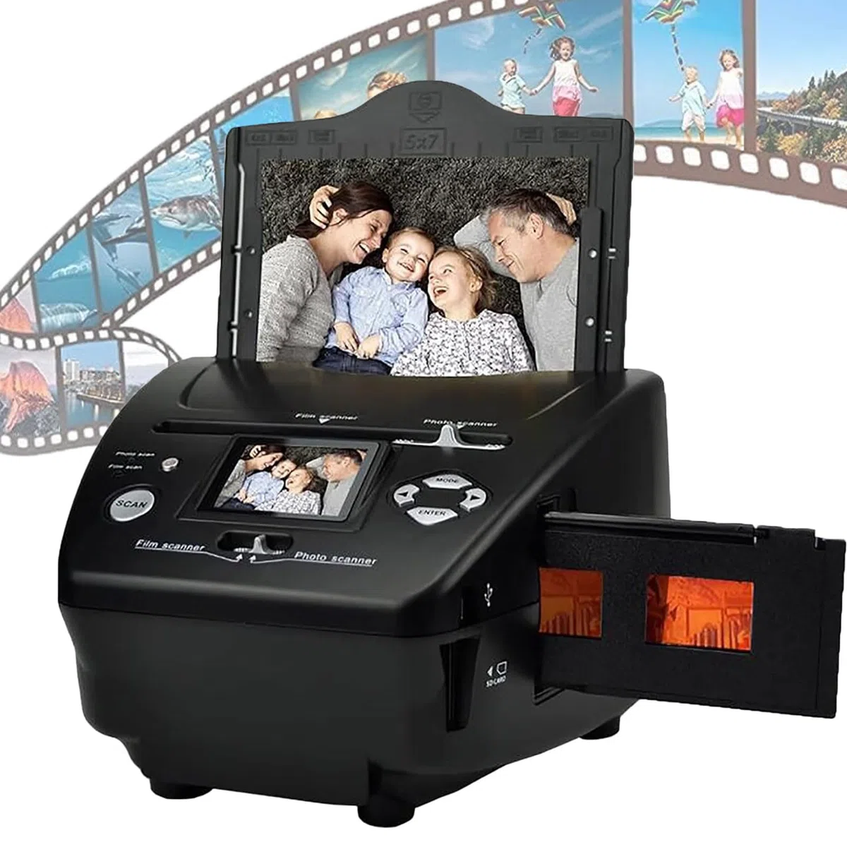 Scanner de Films et de Diapositives LCD de 2,4 Pouces, Scanner de négatifs de 16 MP, convertit Les Diapositives et Les négatifs de 35 mm/135 en Photos JPEG numériques