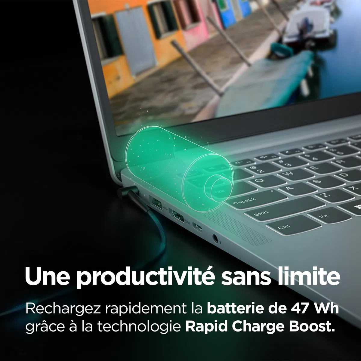 Lenovo IdeaPad Slim 3 15AMN8 - Ordinateur Portable 15.6'' FHD (AMD Ryzen 5 40, RAM 16Go, SSD 512Go, AMD Radeon 610M Graphics, Windows 11 Home) Clavier AZERTY Français Non rétroéclairé - Gris