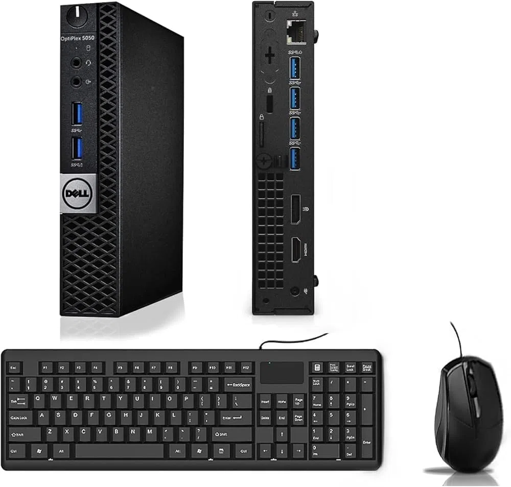 Dell Optiplex 5050 Mini ordinateur PC avec écran 24" Intel Core i5-6500, 8 Go de RAM, 256 Go SSD, clavier américain QWERTY, WiFi, Bluetooth, Windows 11 Pro (renouvelé)