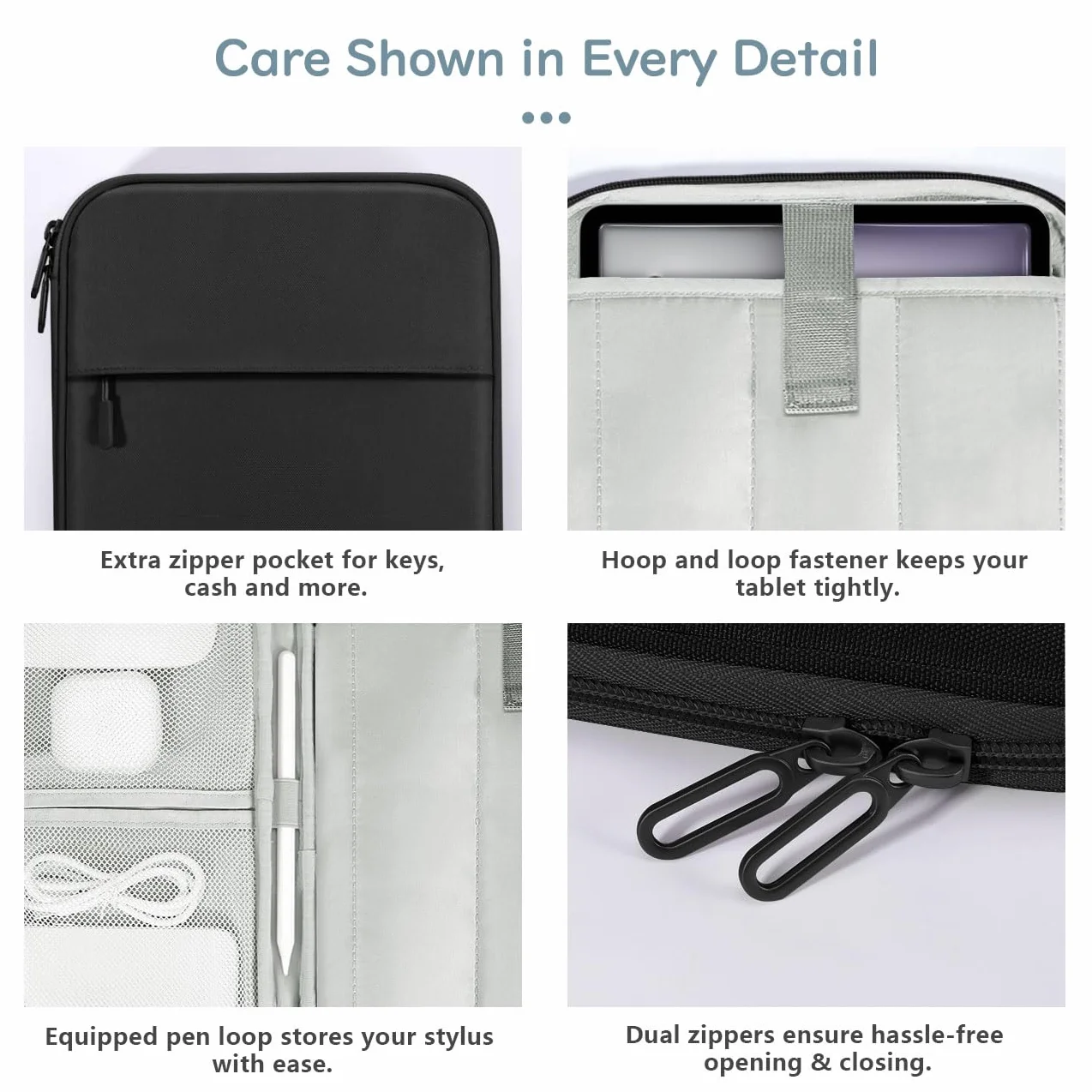 Dadanism 13 Pouces Housse Pochette Tablette Sac Protection pour iPad Air 13" M4/M3, iPad Pro 13" M5/M4, MacBook Neo 13", MacBook Air 13" M5/M4, Galaxy Tab S10+ Plus/S9+ 12,4", Tab P12 12,7",Noir