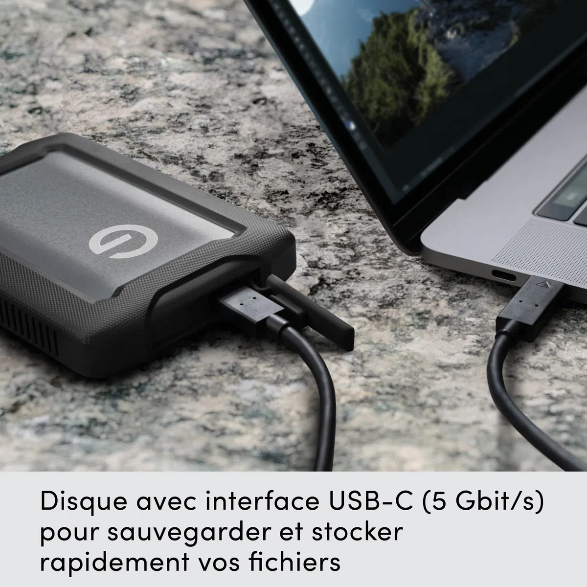 SanDiskProfessional 5 To G-Drive ArmorATD, Disque HDD Externe Portable, Durable et Robuste, jusqu'à 140 Mo/s, USB-C (5 Go/s), USB 3.2 Gén 1