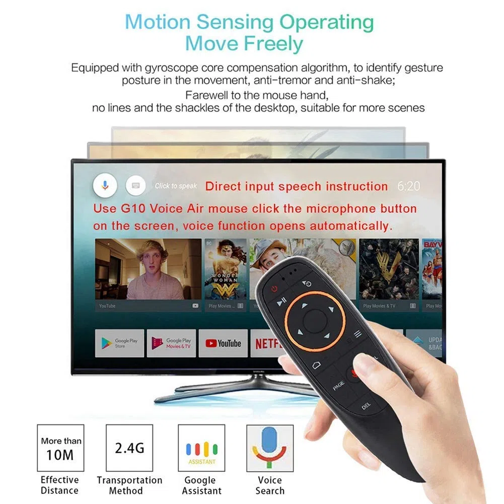 Socobeta Contrôleur Vocal Air-Mouse 2.4G sans Fil Voix Air Souris Clavier télécommande avec Gyroscope pour TV Box PC