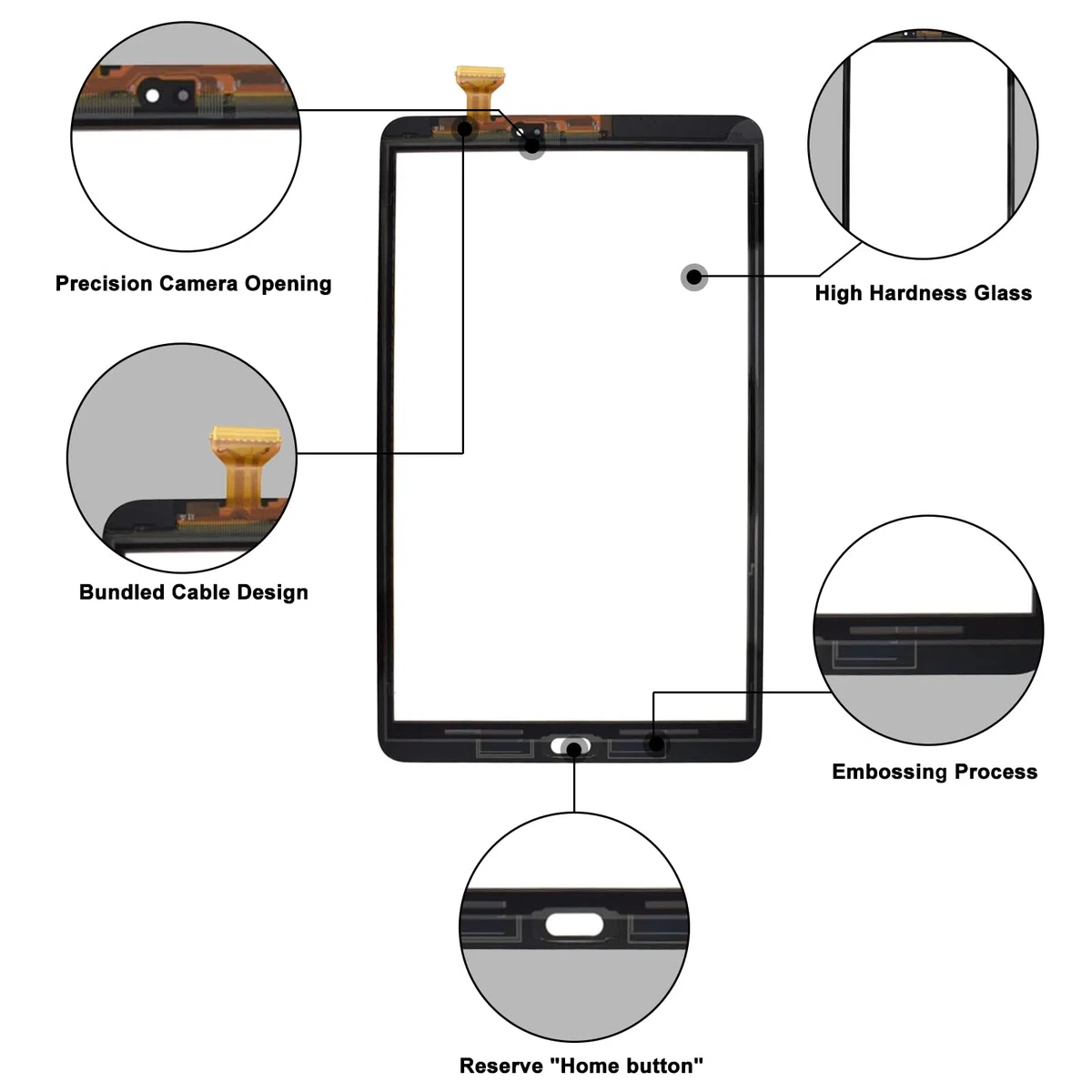 NB+ Écran de remplacement pour Samsung Galaxy Tab A 10,1" SM-T580 SM-T585 Écran tactile numériseur en verre adhésif pré-installé Noir (pas d'écran LCD)