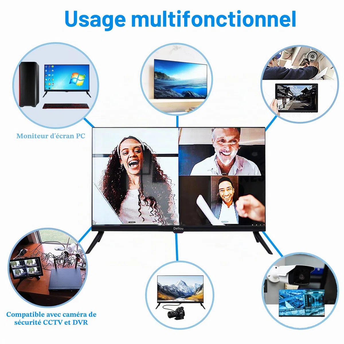 24 pouces Écran d'affichage de surveillance Moniteur CCTV caméra monitor