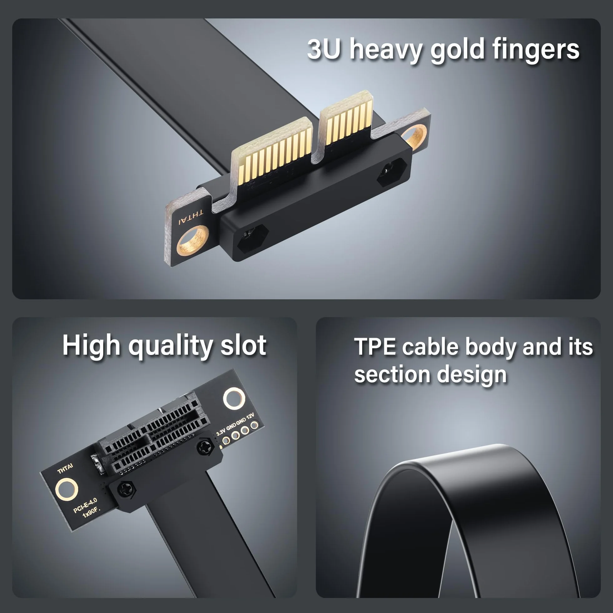 SinLoon Câble d'extension PCIe 4.0 X1 90 degrés PCI-E 1 x mâle vers femelle (50 cm)