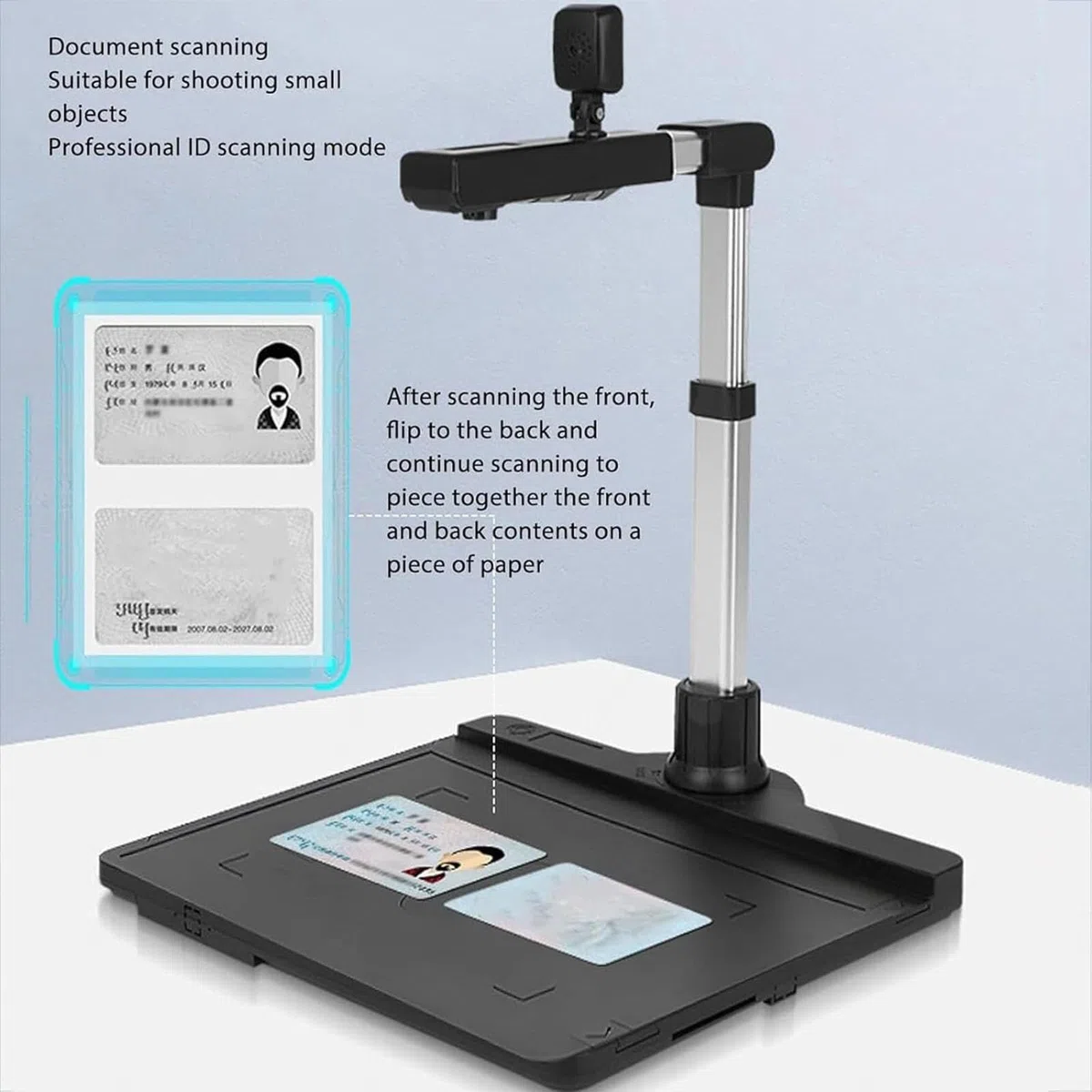 Scanner de documents et de livres, A3/A4 USB haute vitesse avec 2 lumières LED, technologie OCR, double objectif 10 MP et 2 MP pour l'archivage, l'école et le bureau