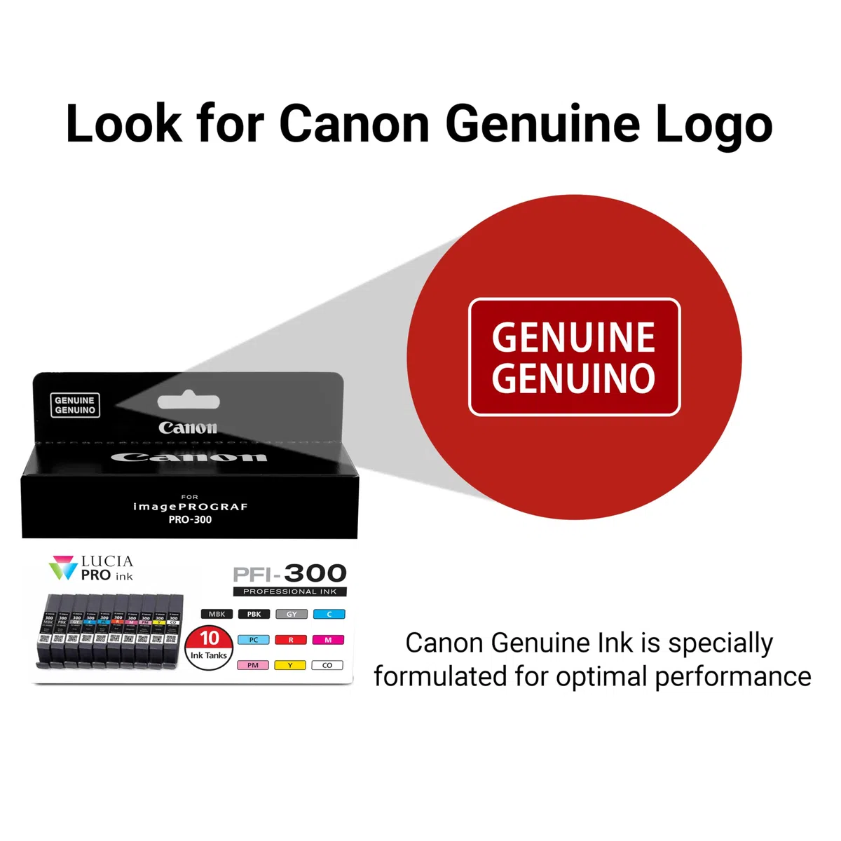 Canon Encre PFI-300 Lucia Pro, 10 Cartouches d'Encre Réservoirs, Compatible avec Imprimante imagePROGRAF PRO-300, Multicolore, Standard (4192C007)