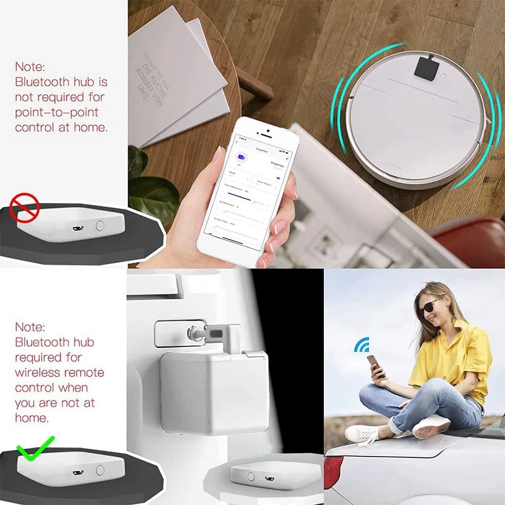 Tuya Hub Link White Hub Bluetooth Fingerbot vers Wi-FI (Prise en Charge 2,4 GHz), IFTTT et Contrôle de la Minuterie, 1 Voie de Passerelle Peut Connecter Plusieurs Fingerbots