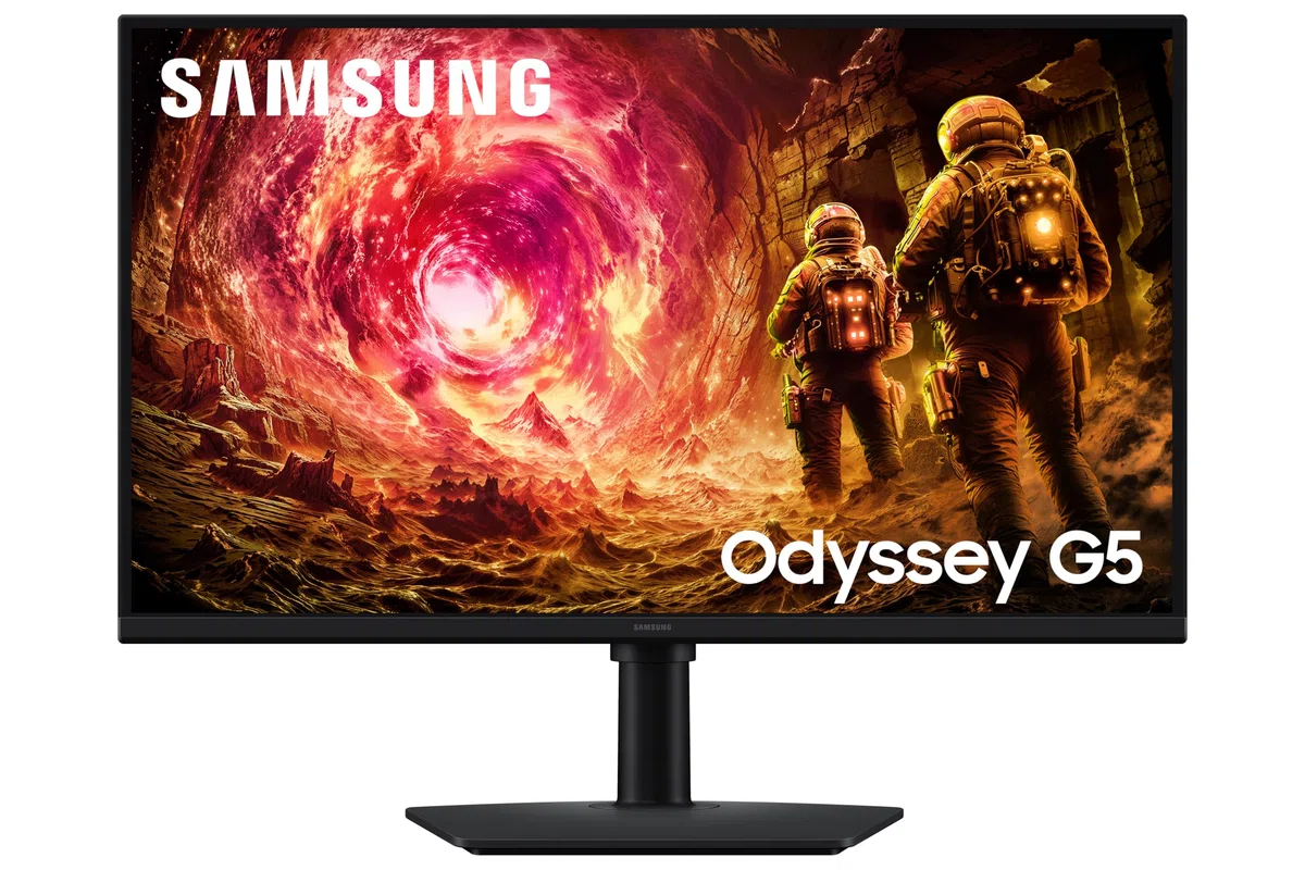Samsung Moniteur Gaming Odyssey G5 (S27FG506EU), Flat, 27", 2560x1440 (QHD), IPS, 180 Hz, 1ms, Compatibilité G-Sync, HDMI, Display Port, Entrée audio, HAS, Pivot