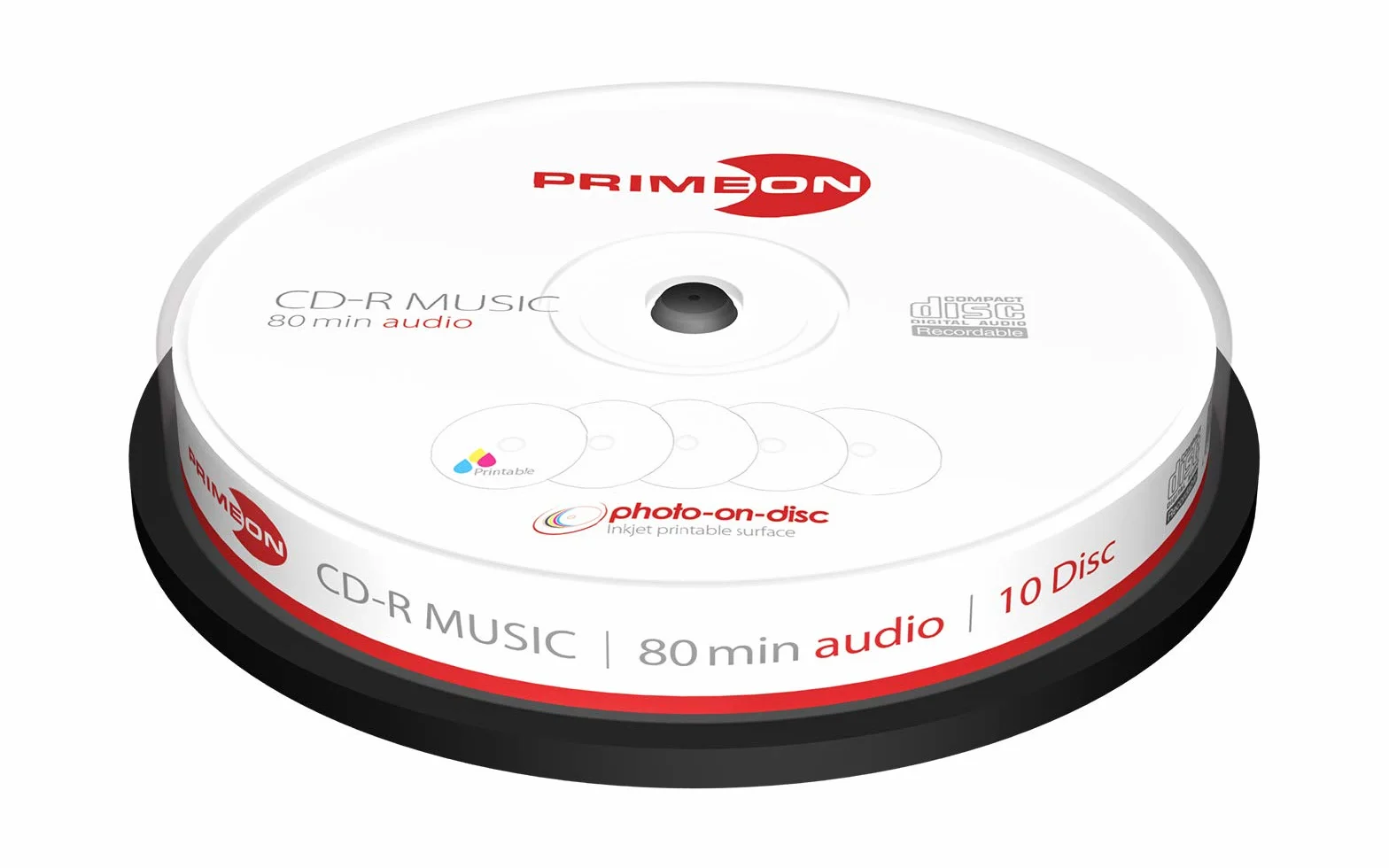 Primeon Lot de 10 CD Vierges, Blancs, 700 Mo, 120 mm, 80 Min, 52 X 2761111