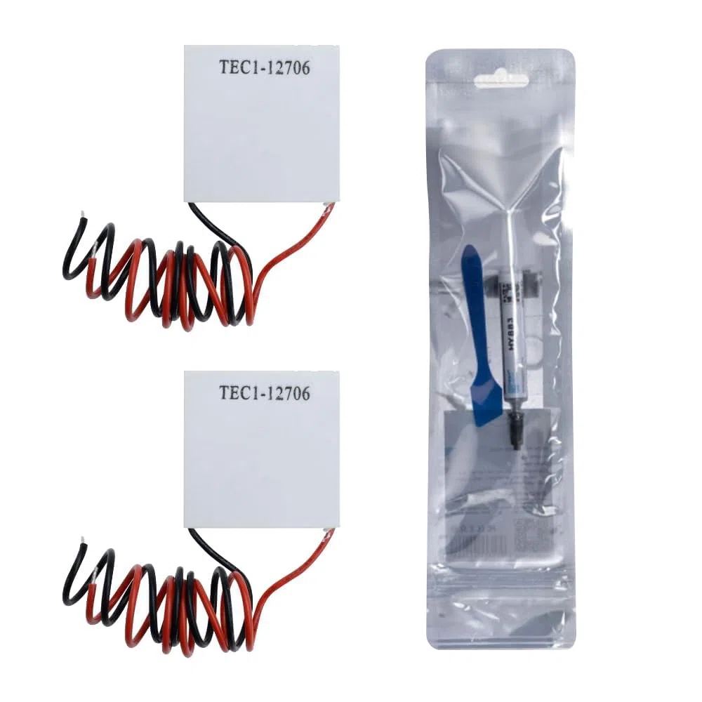 2 pièces TEC1-12706 Module de refroidissement Peltier Tablettes de réfrigération à semi-conducteurs avec kit de refroidissement thermoélectrique pour dissipateur thermique à pâte thermique 5g