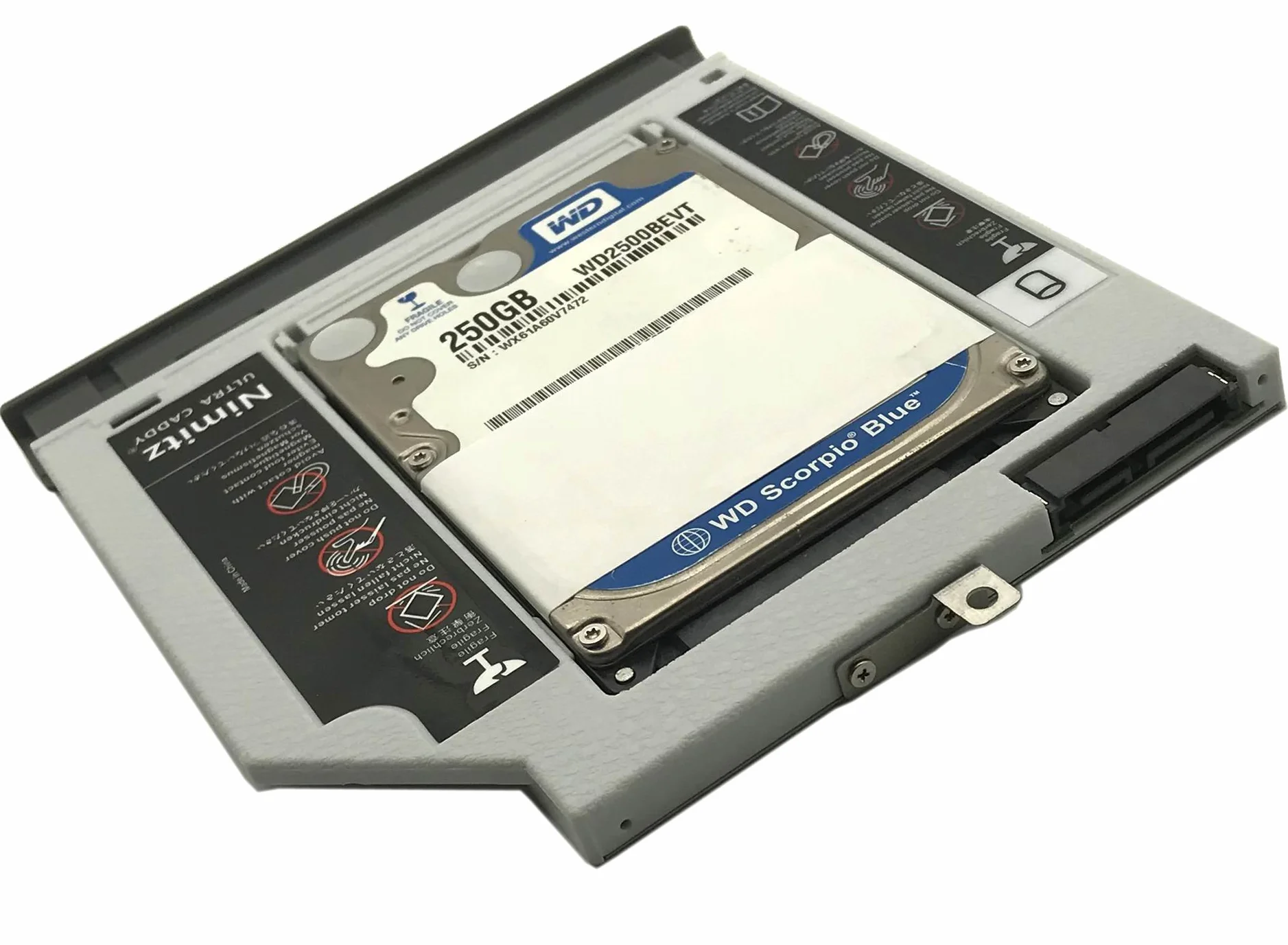 2nd HDD SSD Caddy pour Lenovo Ideapad 320 330 520 avec façade Gris