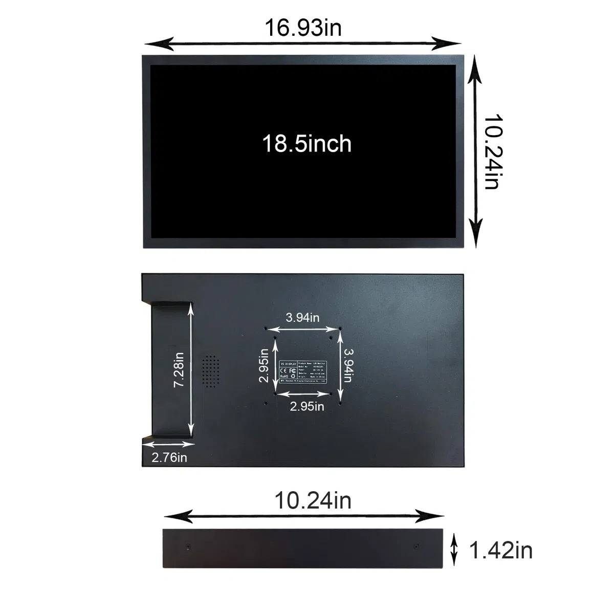 VSDISPLAY Moniteur LCD TFT publicitaire 18,5 Pouces 1920 x 1080