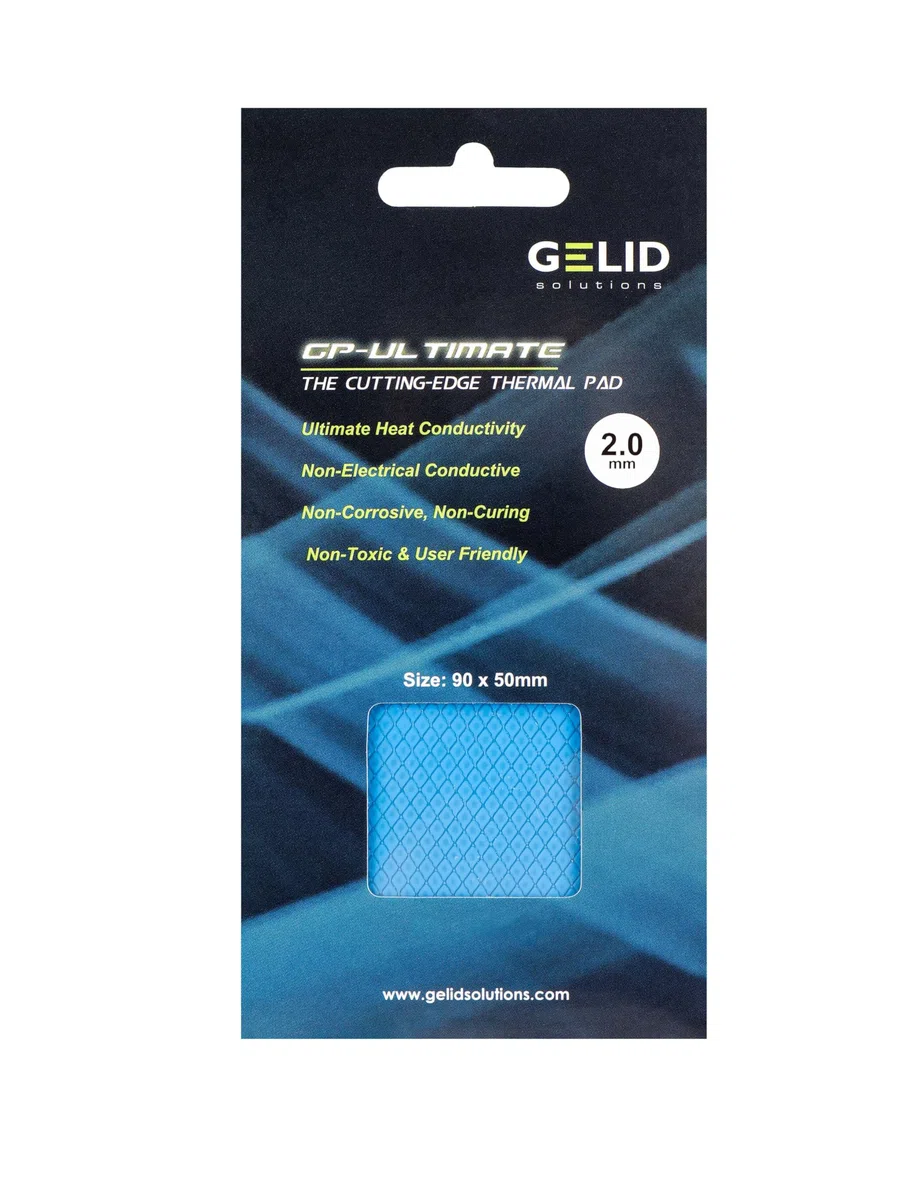 Gelid Solutions GP-Ultimate Coussin thermique 90 x 50 x 2,0 mm Excellente conduction thermique Remplissage idéal Installation facile Conductivité thermique 15 W