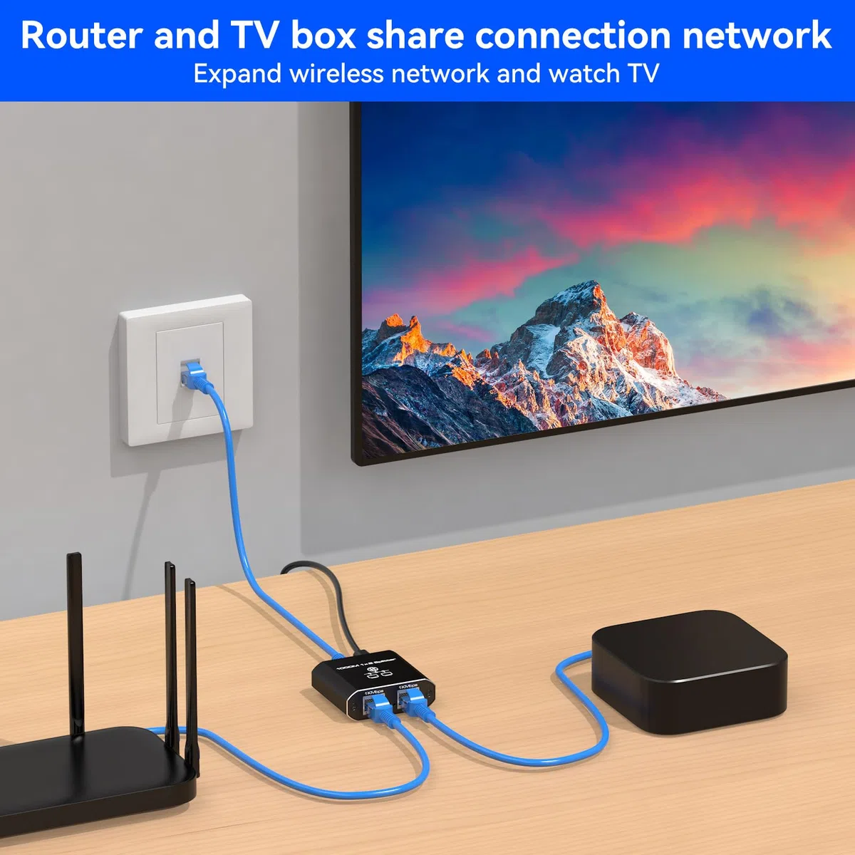 VEDINDUST Switch Ethernet Hub RJ45 2 Ports 1000Mbps 1 à 2 Multiprise Ethernet, Repartiteur Cable Ethernet RJ45 pour Ordinateurs Commutateurs Routeurs Boîtiers Décodeurs Téléviseurs